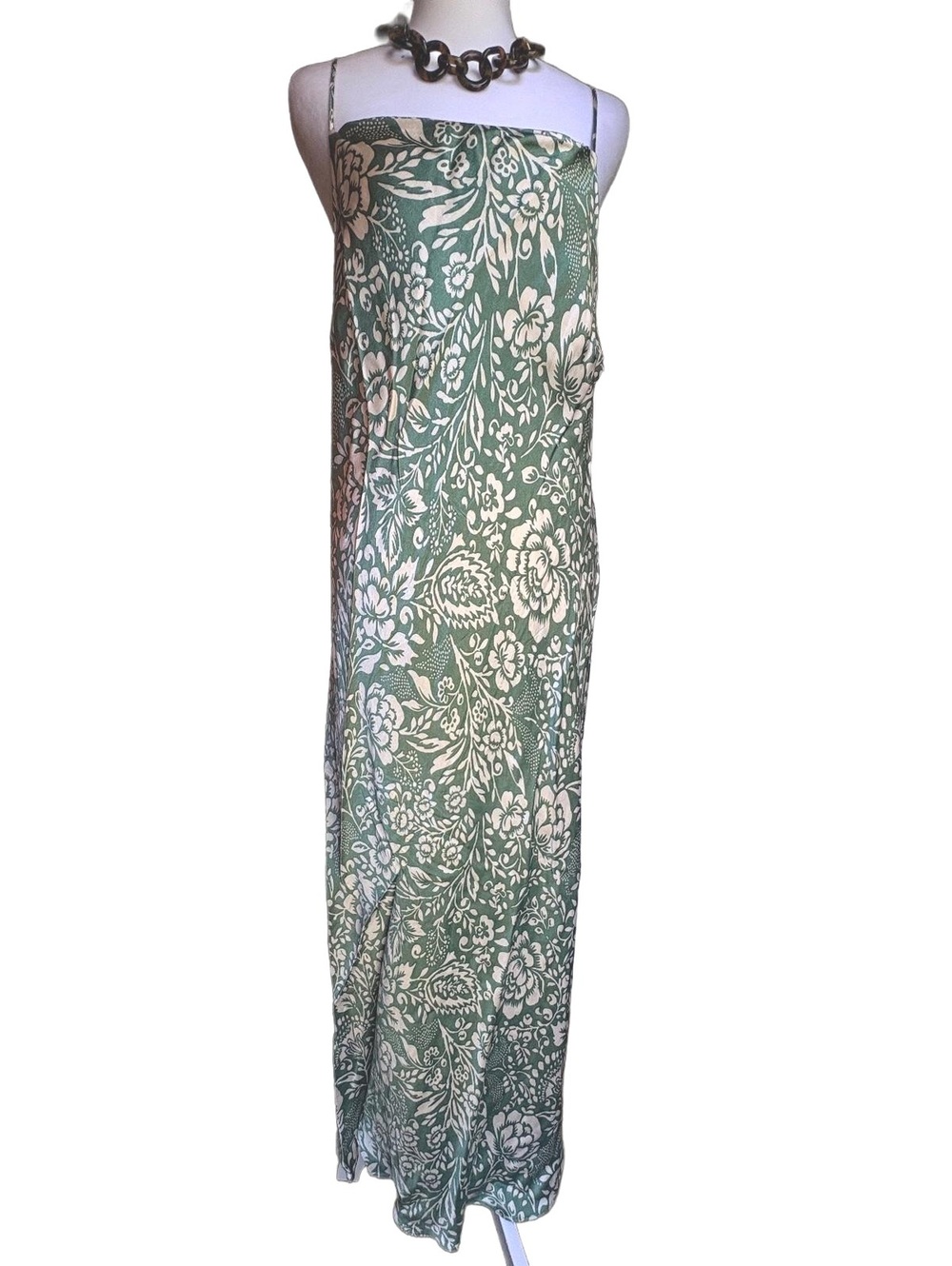 Zara Leaf Green Maxi Skip Dress XL